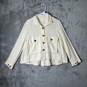The Great. The Swingy Army Jacket Cream Size 0 XS Minimalist Japanese Twill